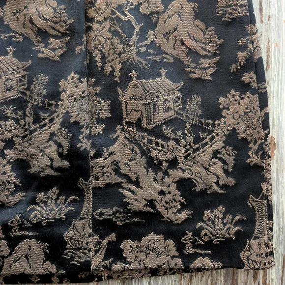 Vintage Cheongsam Qipao Mini Zippered Dress Black Gold Women's Small - Picture 6 of 8